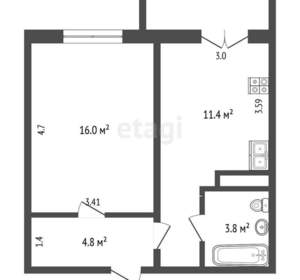 1-к квартира, вторичка, 38м2, 2/26 этаж
