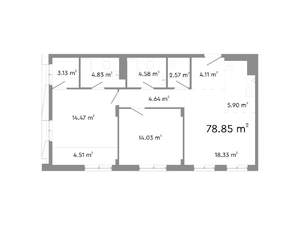 2-к квартира, строящийся дом, 79м2, 2/11 этаж