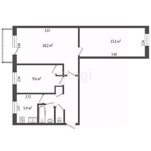 3-к квартира, вторичка, 59м2, 2/5 этаж