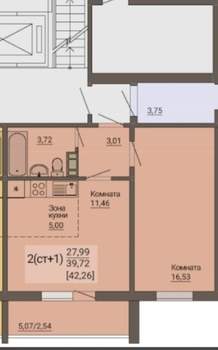 1-к квартира, вторичка, 43м2, 8/10 этаж