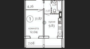 1-к квартира, вторичка, 32м2, 4/10 этаж