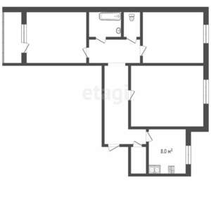 4-к квартира, вторичка, 65м2, 1/9 этаж