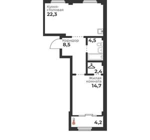 1-к квартира, вторичка, 52м2, 2/23 этаж