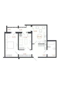 2-к квартира, вторичка, 67м2, 8/16 этаж