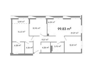 4-к квартира, строящийся дом, 100м2, 3/24 этаж