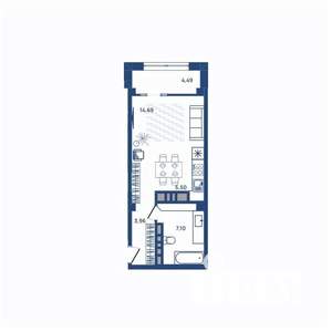 1-к квартира, вторичка, 31м2, 18/23 этаж