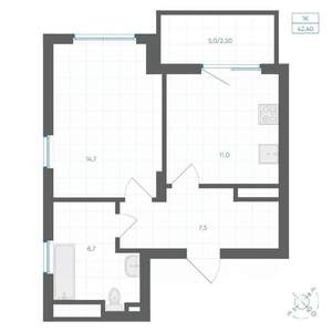 1-к квартира, вторичка, 42м2, 14/18 этаж