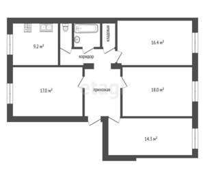 4-к квартира, вторичка, 97м2, 2/5 этаж