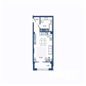1-к квартира, вторичка, 46м2, 20/23 этаж