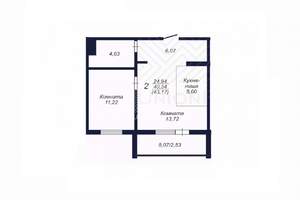 2-к квартира, вторичка, 43м2, 8/10 этаж