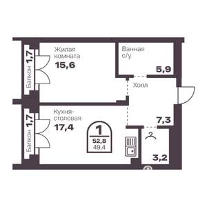 1-к квартира, вторичка, 49м2, 3/24 этаж