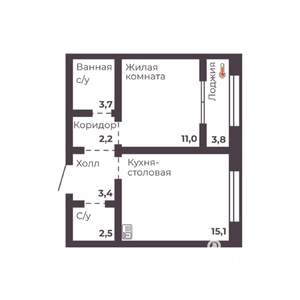 1-к квартира, вторичка, 38м2, 5/17 этаж