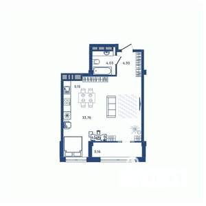 1-к квартира, вторичка, 47м2, 16/23 этаж