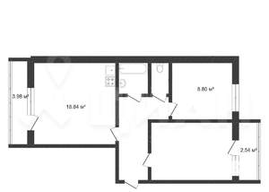 2-к квартира, вторичка, 50м2, 1/10 этаж