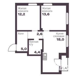 2-к квартира, вторичка, 56м2, 3/9 этаж