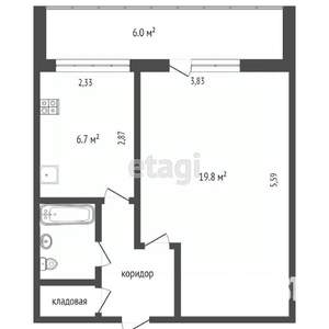 1-к квартира, вторичка, 30м2, 3/9 этаж