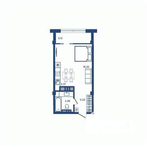 1-к квартира, вторичка, 34м2, 17/23 этаж