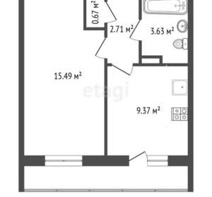 1-к квартира, вторичка, 32м2, 7/10 этаж