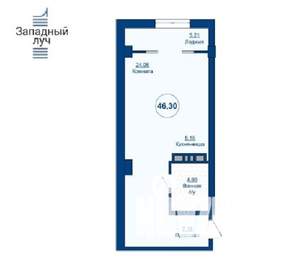 1-к квартира, вторичка, 46м2, 2/24 этаж