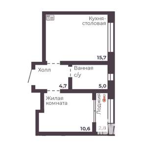 1-к квартира, вторичка, 36м2, 9/17 этаж