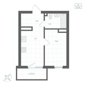 1-к квартира, вторичка, 32м2, 11/18 этаж