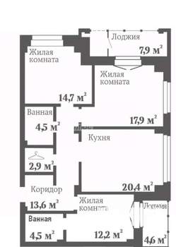 3-к квартира, вторичка, 90м2, 2/15 этаж
