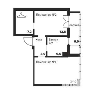 1-к квартира, строящийся дом, 53м2, 7/29 этаж