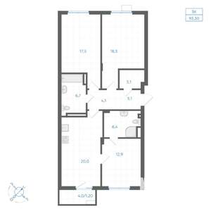 3-к квартира, вторичка, 93м2, 6/18 этаж