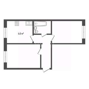 2-к квартира, вторичка, 45м2, 3/5 этаж