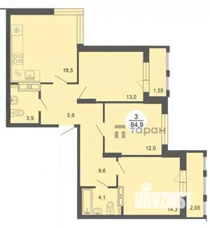 3-к квартира, сданный дом, 85м2, 14/25 этаж