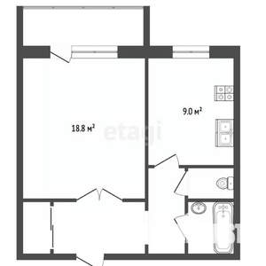 1-к квартира, вторичка, 40м2, 7/10 этаж