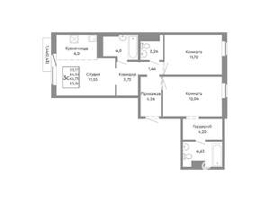 3-к квартира, вторичка, 65м2, 10/10 этаж