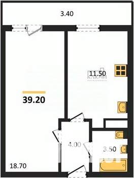 1-к квартира, вторичка, 39м2, 22/25 этаж