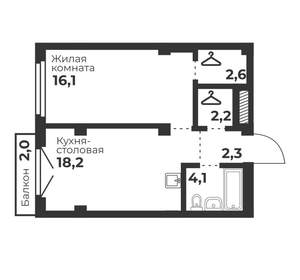 1-к квартира, вторичка, 46м2, 4/23 этаж
