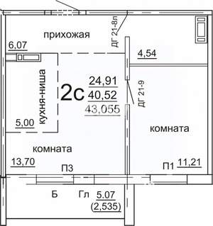 2-к квартира, вторичка, 43м2, 3/10 этаж