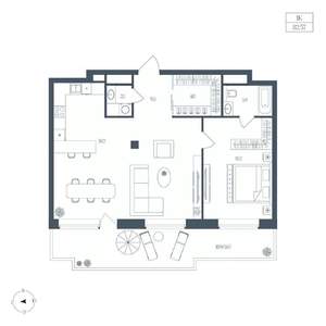 1-к квартира, вторичка, 83м2, 4/7 этаж