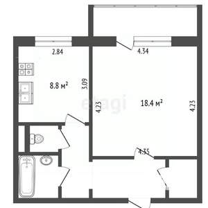 1-к квартира, вторичка, 41м2, 2/9 этаж