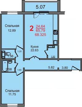 2-к квартира, строящийся дом, 66м2, 8/10 этаж