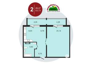 2-к квартира, вторичка, 58м2, 1/10 этаж