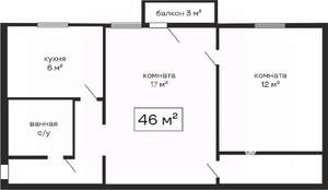 2-к квартира, вторичка, 45м2, 4/5 этаж