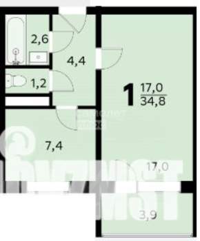 1-к квартира, вторичка, 32м2, 5/10 этаж
