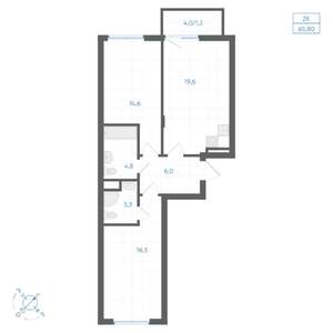 2-к квартира, вторичка, 66м2, 3/14 этаж