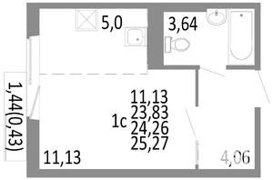 Студия квартира, вторичка, 24м2, 3/10 этаж