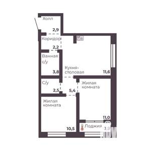 2-к квартира, вторичка, 50м2, 3/17 этаж