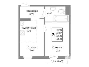 2-к квартира, вторичка, 32м2, 5/10 этаж
