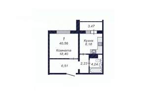 1-к квартира, вторичка, 41м2, 5/16 этаж