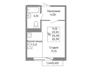 Студия квартира, строящийся дом, 24м2, 7/10 этаж