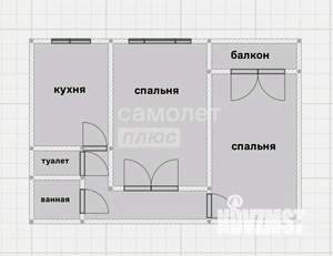 2-к квартира, вторичка, 46м2, 1/10 этаж