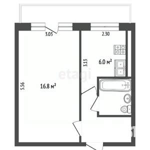 1-к квартира, вторичка, 30м2, 2/5 этаж
