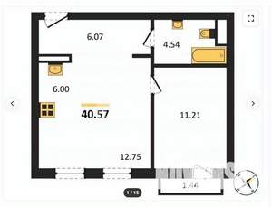 1-к квартира, вторичка, 41м2, 6/10 этаж